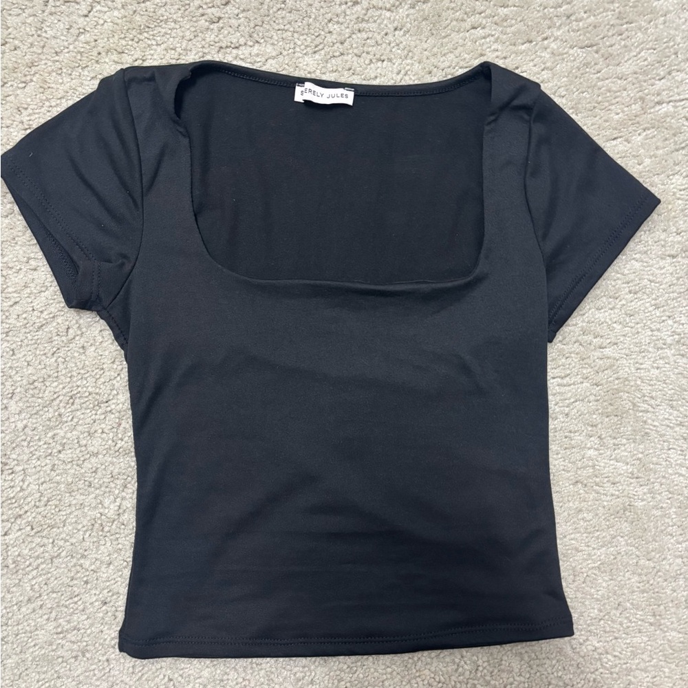 Black Square Neck Top